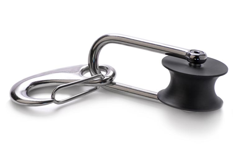 Black TurboSwing pulley in front of a white background.